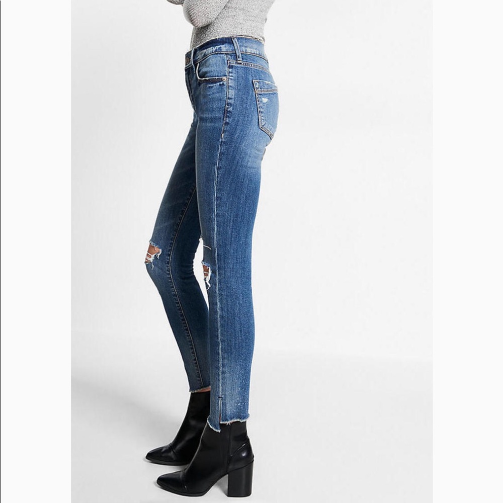Express Mid Rise Ankle Jean Legging split hem 0R - Picture 8 of 8